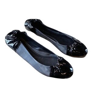 Burberry Nova Check Print and Patent Details Ballerinas Flats
